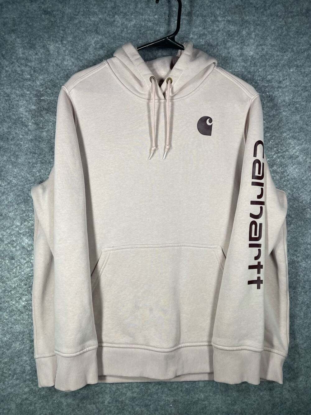 Carhartt Women's Relaxed Fit Midweight Logo Sleeve Hoodie Cream Malt Size 1X